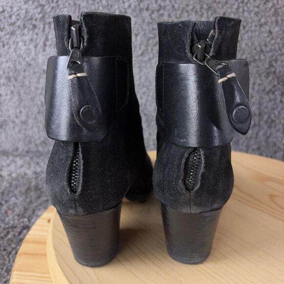 Rag & Bone Ryland Suede Ankle Boots Womens Size 7.5 Black Cap Toe Made in Italy - Picture 5 of 11